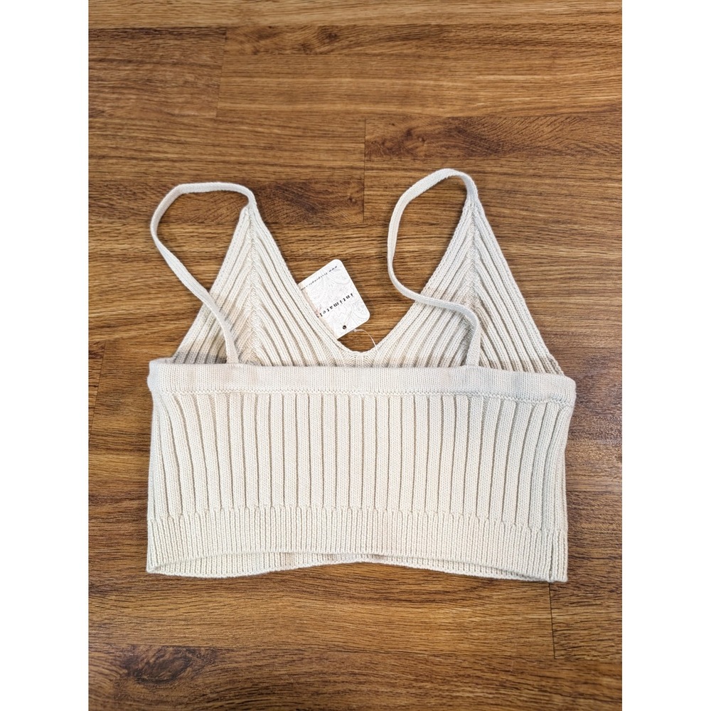 NWT Free People Size Small Cream Cropped Knit Tank Top - Picture 2 of 3